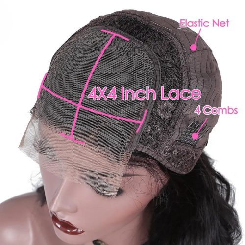 180% Density Full 4x4 Closure Wig Transparent Lace Front Body Wave Hum Cerise Alfie