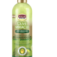 African Pride Olive Miracle Detangling Moisturizing Anti-Breakage Formula 2-in-1 Shampoo Plus Conditioner, 12 fl oz