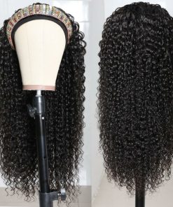 Alternative view of Headband Wig Jerry Curl Human Hair Scarf Wig No GLUE Easy Wear