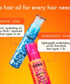 Alternative view of Amika superfruit star lightweight hair styling + heat defense oil | heat protection, strengthen + reduce breakage, smooth frizz, add glossy shine | for all hair types