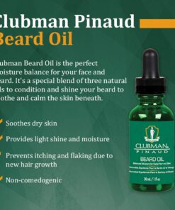 Clubman Pinaud Beard Oil for Men – Balanced Moisture for Facial Hair & Skin, Softens & Nourishes Beard, 1 oz - Image 4