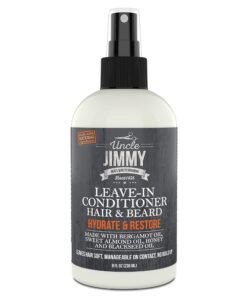 Uncle Jimmy Hair and Beard Leave in Conditioner for Healthy Beard Growth, Softening Hair, Hydrate and Restore, 8 Oz