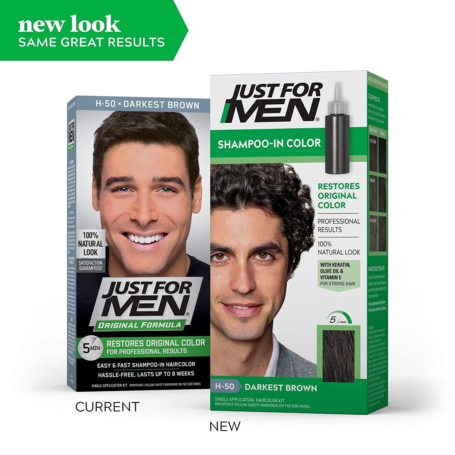 Shampoo-In Color, Hair Coloring for Men - Darkest Brown-Black, H-50