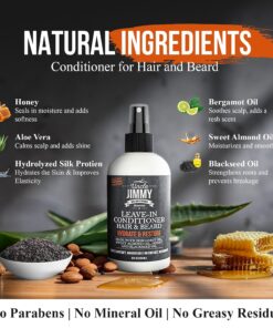 Uncle Jimmy Hair and Beard Leave in Conditioner for Healthy Beard Growth, Softening Hair, Hydrate and Restore, 8 Oz - Image 7