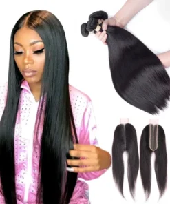 BeuMax 10A Grade 3/4 Straight Hair Bundles with 2x6 Closure Brazilian